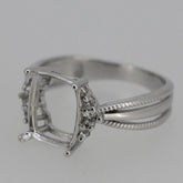 Sterling Silver Semi Mount Ring Setting Cushion Cu 10x8mm L359R359 - 313 - Syzjewelry